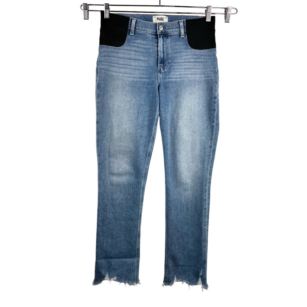 Paige Cindy Straight Leg Jeans sz 27 Blue Maternity cropped boho chic Y2K